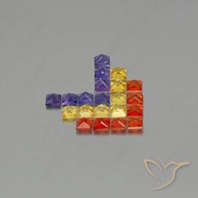 Pedras preciosas de Safira Multicolorido natural de 3.08 ct, Quadrado, VVS-VS