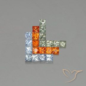 Pedras preciosas de Safira Multicolorido natural de 2.90 ct, Quadrado, VVS-VS