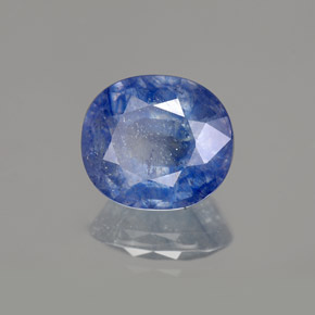 Safira azul natural 5,36ct, corte oval, SI