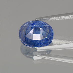 Safira azul natural 5,36ct, corte oval, SI