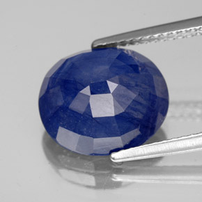 Safira azul natural 7,03ct, corte oval, SI