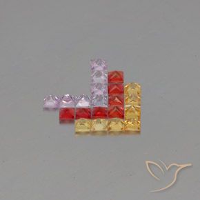 Pedras preciosas de Safira Multicolorido natural de 3.05 ct, Quadrado, VVS-VS