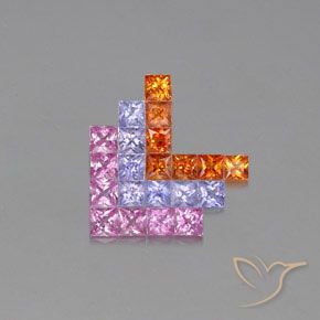 Pedras preciosas de Safira Multicolorido natural de 3.22 ct, Quadrado, VVS-VS