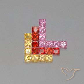 Pedras preciosas de Safira Multicolorido natural de 3.09 ct, Quadrado, VVS-VS