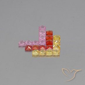 Pedras preciosas de Safira Multicolorido natural de 3.09 ct, Quadrado, VVS-VS