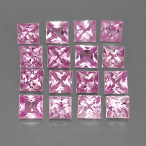 Pedras preciosas de safira rosa natural de 3,76 ct, quadrado, VVS-VS