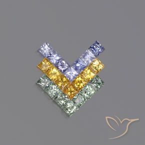 Pedras preciosas de safira multicolorido natural de 2,76 ct, quadrado, VVS-VS