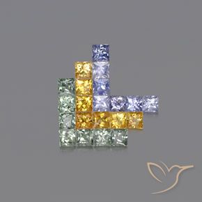 Pedras preciosas de safira multicolorido natural de 2,76 ct, quadrado, VVS-VS