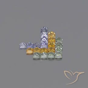 Pedras preciosas de safira multicolorido natural de 2,76 ct, quadrado, VVS-VS