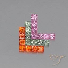 Pedras preciosas de Safira Multicolorido natural de 3.43 ct, Quadrado, VVS-VS