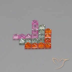 Pedras preciosas de Safira Multicolorido natural de 3.43 ct, Quadrado, VVS-VS