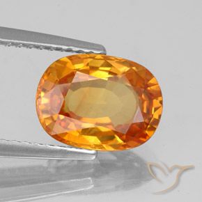 Safira Laranja brilhante Natural 3.03ct, oval, VS-SI