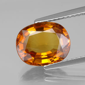 Safira laranja profundo natural 3,29ct, corte oval, VS