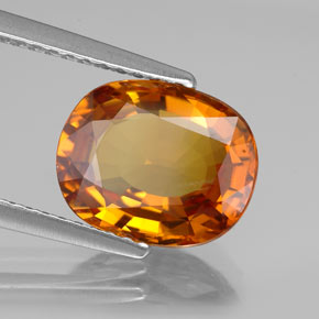 Safira laranja profundo natural 3,29ct, corte oval, VS