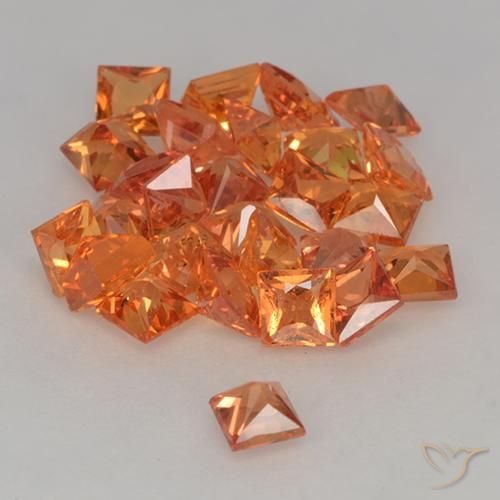 Pedras preciosas de Safira âmbar laranja natural de 3.64 ct, Quadrado, VVS-VS