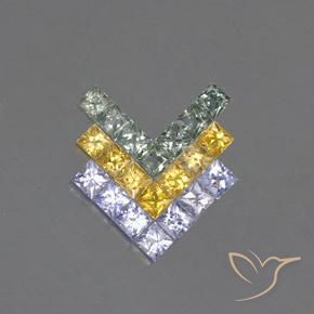 3.08ctw Natural Multicolorido Safira, Quadrado, VVS-VS