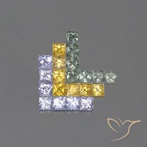 Pedras preciosas de Safira Multicolorido natural de 3.08 ct, Quadrado, VVS-VS