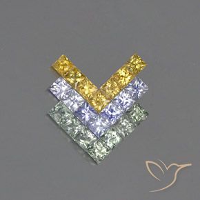3.14ctw Natural Multicolorido Safira, Quadrado, VVS-VS