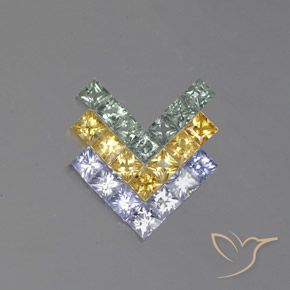 3.12ctw Natural Multicolorido Safira, Quadrado, VVS-VS