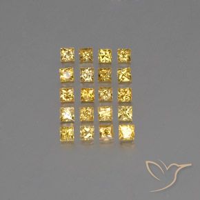 Pedras preciosas de safira amarelo natural de 2,46 ct, quadrado, VVS-VS