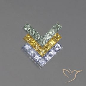 2.78ctw Natural Multicolorido Safira, Quadrado, VVS-VS