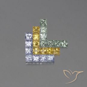 Pedras preciosas de Safira Multicolorido natural de 2.78 ct, Quadrado, VVS-VS