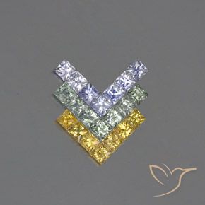 2.84ctw Natural Multicolorido Safira, Quadrado, VVS-VS