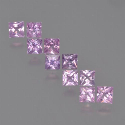 Pedras preciosas de safira roxo rosado natural de 1,36 ct, quadrado, VVS-VS