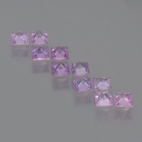 Pedras preciosas de safira roxo rosado natural de 1,36 ct, quadrado, VVS-VS
