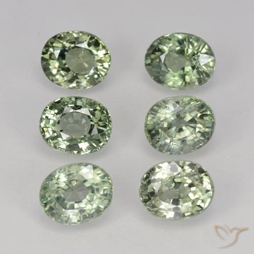 Pedras preciosas de Safira Medium Light Green natural de 4.06 ct, oval, VVS-VS