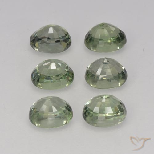 Pedras preciosas de Safira Medium Light Green natural de 4.06 ct, oval, VVS-VS