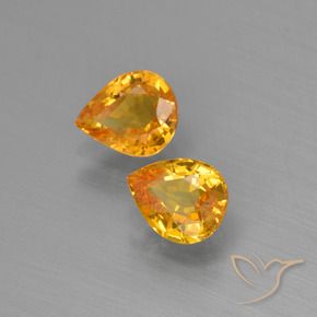 Pedras preciosas de Safira Laranja Profundo-Ouro natural de 1.30 ct, Formato de pêra, VS