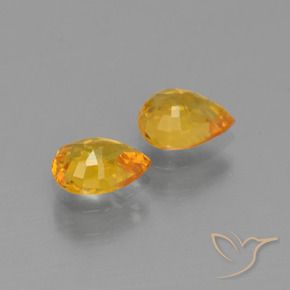 Pedras preciosas de Safira Laranja Profundo-Ouro natural de 1.30 ct, Formato de pêra, VS