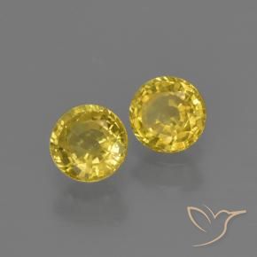 Pedras preciosas de Safira amarelo médio natural de 0.93 ct, Redondo, VS