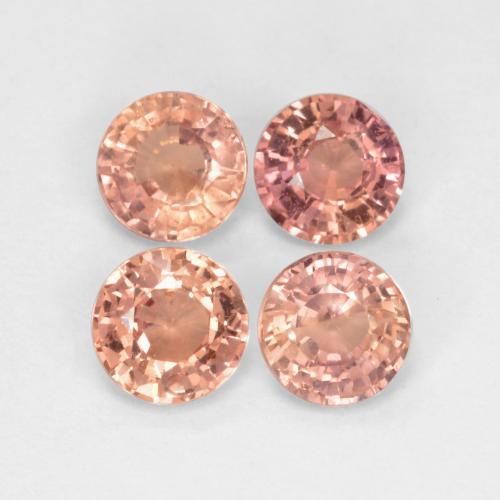 Pedras preciosas de safira rosa terroso natural de 1,63 ct, corte redondo, VS
