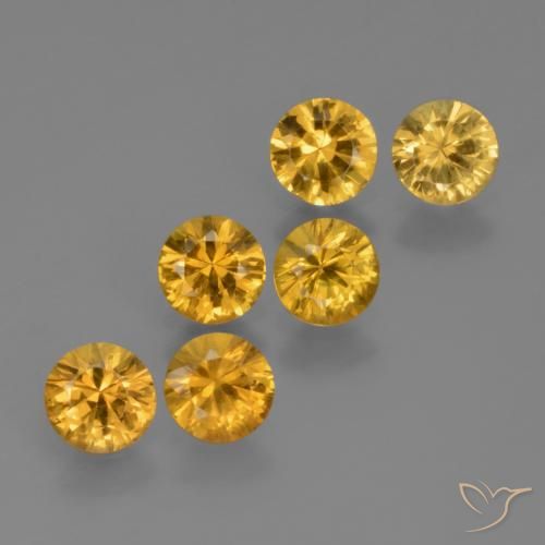 Pedras preciosas de Safira Laranja Dourado Profundo natural de 2.27 ct, Redondo, VS