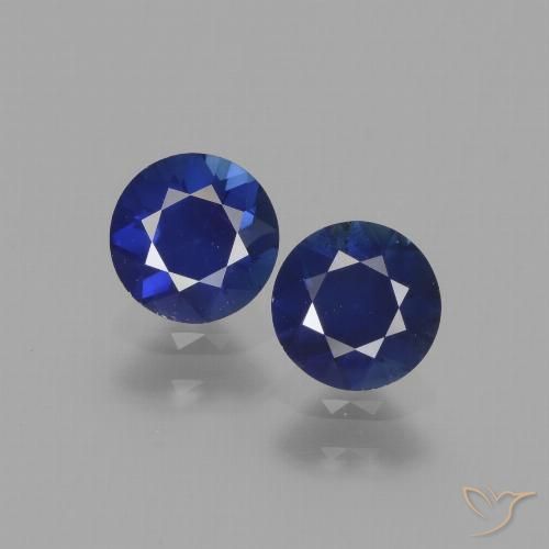 Pedras preciosas de safira azul real natural de 1,25 ct, corte redondo, VS