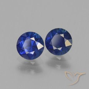 Pedras preciosas de safira azul real natural de 1,25 ct, corte redondo, VS