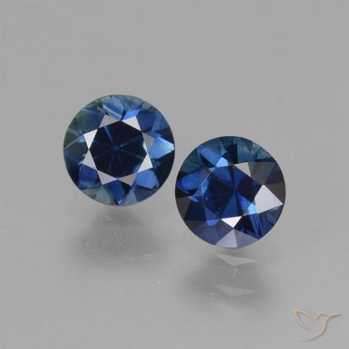 Pedras preciosas de safira azul natural de 1,30 ct, corte redondo, VVS