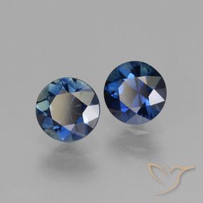 Pedras preciosas de safira azul natural de 1,30 ct, corte redondo, VVS