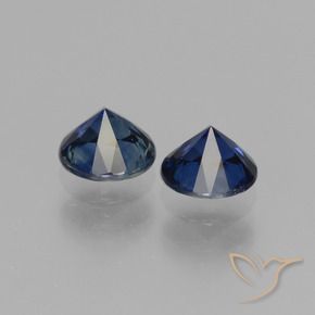 Pedras preciosas de safira azul natural de 1,30 ct, corte redondo, VVS