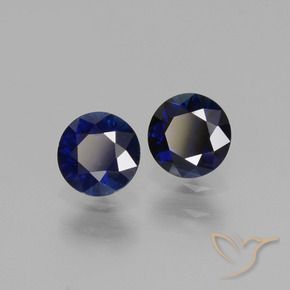 Pedras preciosas de Safira Azul-marinho natural de 0.96 ct, Redondo, VS