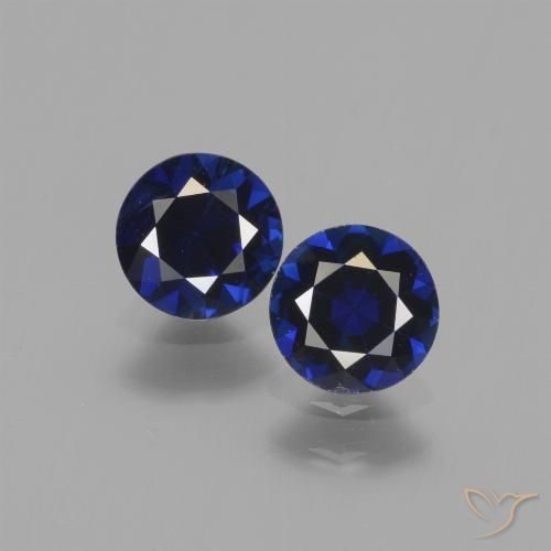 Pedras preciosas de Safira Azul escuro natural de 1,15 ct, Corte Redondo, VS