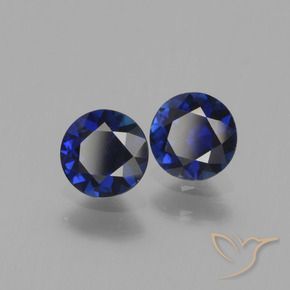 Pedras preciosas de Safira Azul escuro natural de 1,15 ct, Corte Redondo, VS