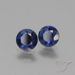 Pedras preciosas de Safira Azul escuro natural de 1.01 ct, Redondo, VS