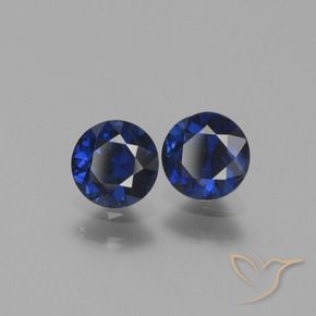 Pedras preciosas de Safira Azul escuro natural de 1.21 ct, Redondo, VS