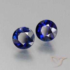 Pedras preciosas de Safira Azul escuro natural de 1.31 ct, Redondo, VS-SI