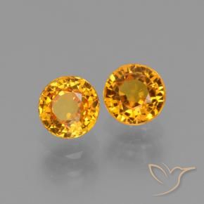 Pedras preciosas de Safira Laranja escuro-dourado natural de 1.38 ct, Redondo, VS