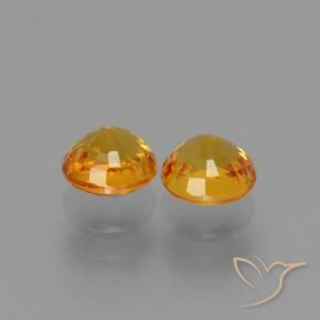 Pedras preciosas de Safira Laranja escuro-dourado natural de 1.38 ct, Redondo, VS