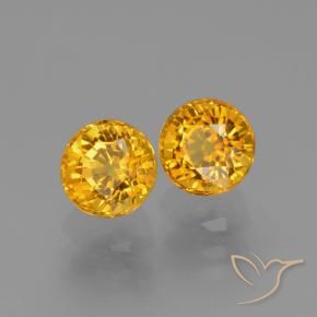 Pedras preciosas de Safira Laranja-dourado médio-claro natural de 1.55 ct, Redondo, VS